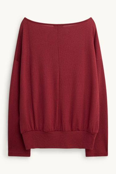 Donna - Maglia a maniche lunghe - slim fit - rosso