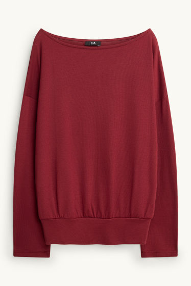 Donna - Maglia a maniche lunghe - slim fit - rosso