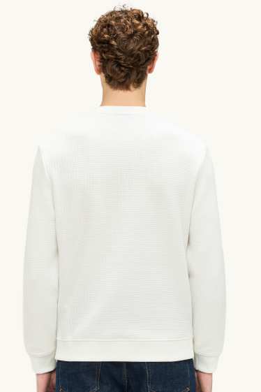 Herren - Sweatshirt - strukturiert - cremeweiss