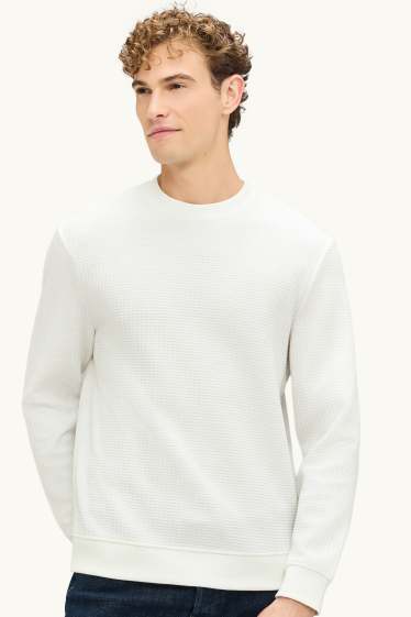 Herren - Sweatshirt - strukturiert - cremeweiss