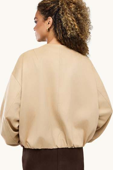Femmes - Blouson aviateur - faux suède - beige