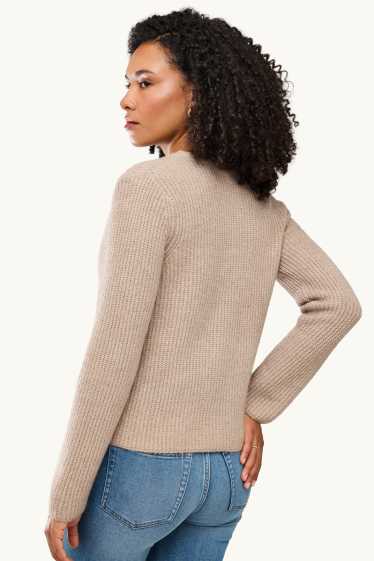 Women - Cardigan - ribbed - light beige
