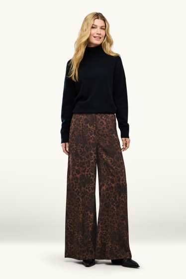 Femmes - Pantalon en toile - mid waist - Palazzo - imprimé léopard - marron