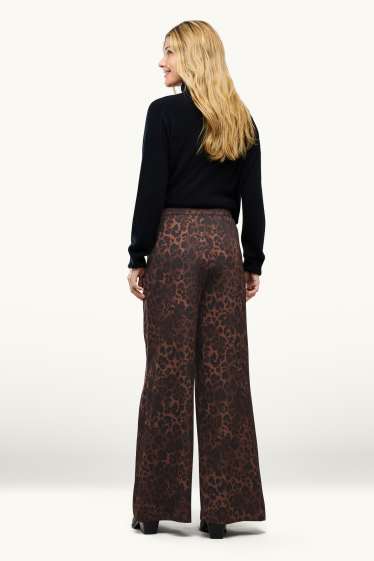 Femmes - Pantalon en toile - mid waist - Palazzo - imprimé léopard - marron