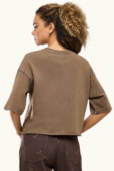 Damen - T-Shirt - Relaxed Fit - taupe