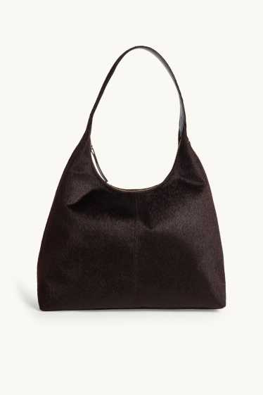 Damen - Großer Kunstfell-Shopper - dunkelbraun