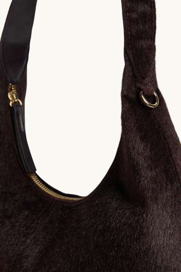 Damen - Großer Kunstfell-Shopper - dunkelbraun
