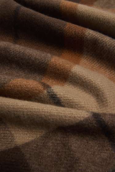 Herren - Fransenschal - kariert - braun / beige