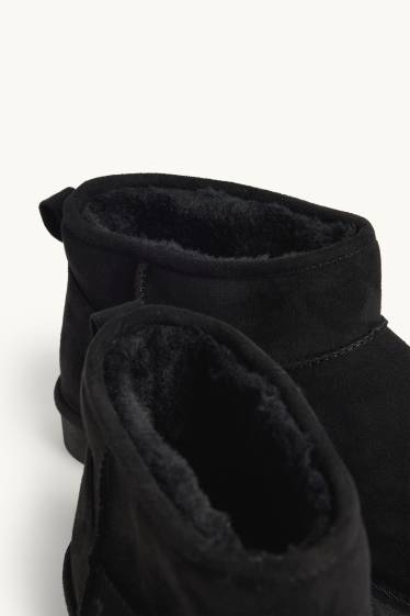 Damen - Ankle Boots - Velourslederimitat - schwarz