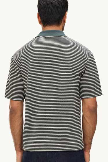 Hommes - Polo - relaxed fit - à rayures - vert foncé / blanc