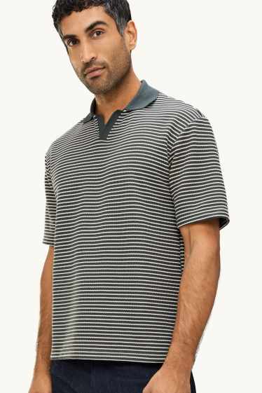 Hommes - Polo - relaxed fit - à rayures - vert foncé / blanc