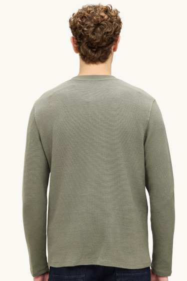 Bărbați - Tricou cu mânecă lungă - regular fit - structurat - verde