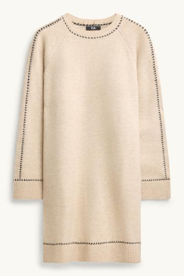 Damen - Strickkleid - Straight Fit - beige