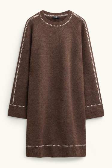 Damen - Strickkleid - Straight Fit - braun