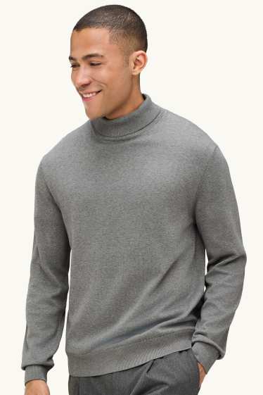Hommes - Pull à col roulé - gris