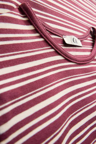Dames - T-shirt - slim fit - gestreept - rood / wit