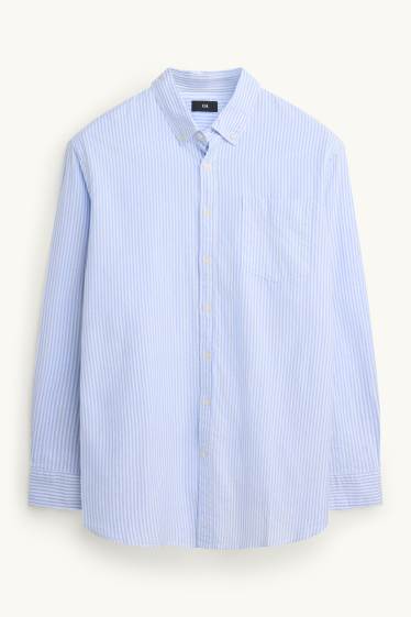 Herren - Hemd - Regular Fit - Button-down - gestreift - hellblau