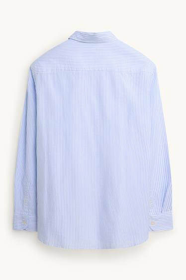 Herren - Hemd - Regular Fit - Button-down - gestreift - hellblau