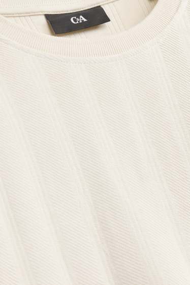 Hommes - Pull à fine maille - à rayures - crème