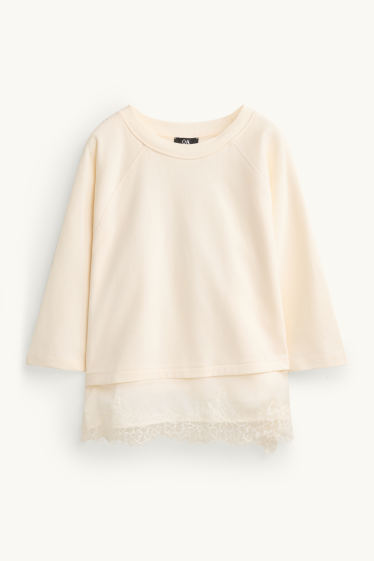 Donna - Felpa - effetto sovrapposto - crema