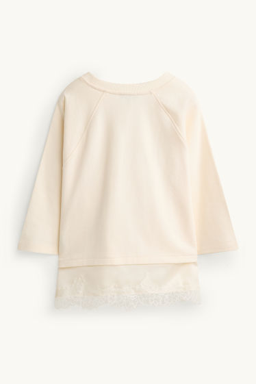 Donna - Felpa - effetto sovrapposto - crema