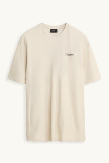 Heren - T-shirt - relaxed fit - crèmekleurig