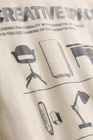 Heren - T-shirt - relaxed fit - crèmekleurig