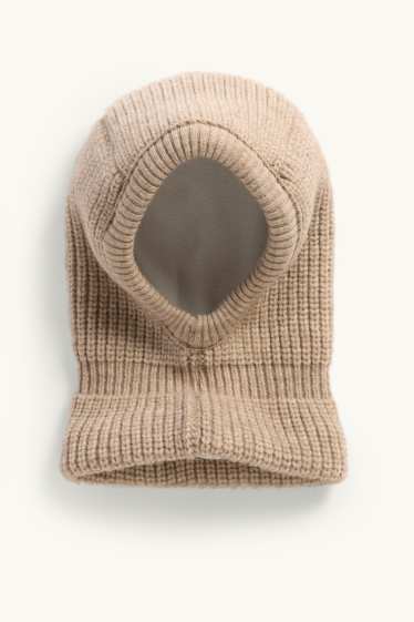 Miminka - chlapci - Kukla Balaclava pro miminka - žebrovaná - hnědá