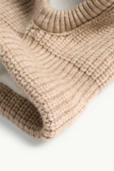Miminka - chlapci - Kukla Balaclava pro miminka - žebrovaná - hnědá