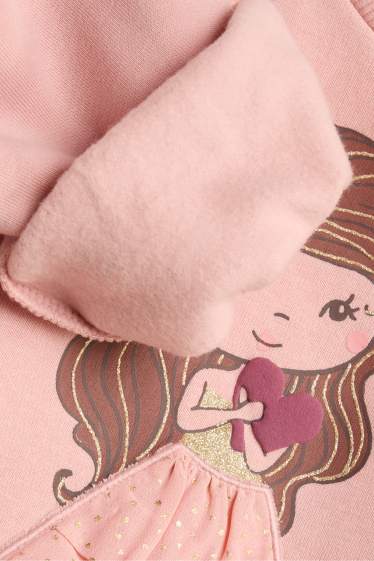 Kinderen: meisjes - Prinses - sweatshirt - glanseffect - lichtroze