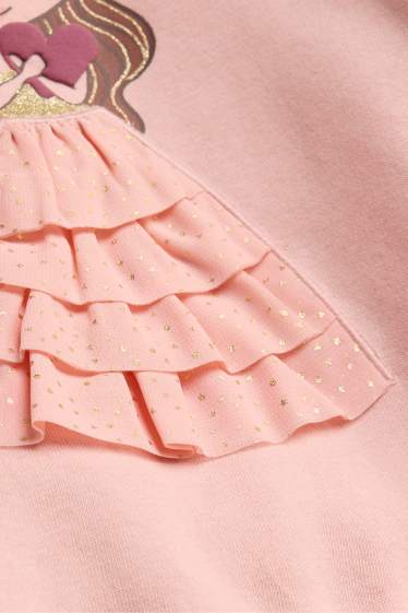Kinderen: meisjes - Prinses - sweatshirt - glanseffect - lichtroze