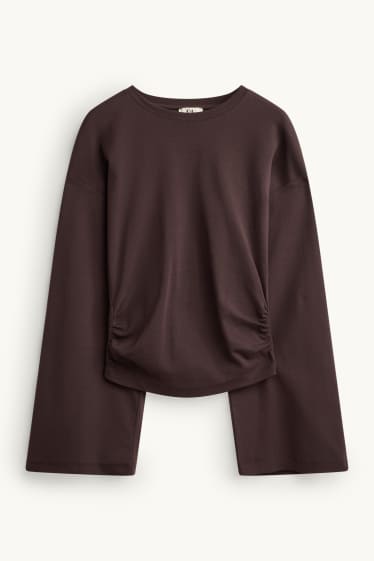Femmes - Haut à manches longues - slim fit - marron foncé