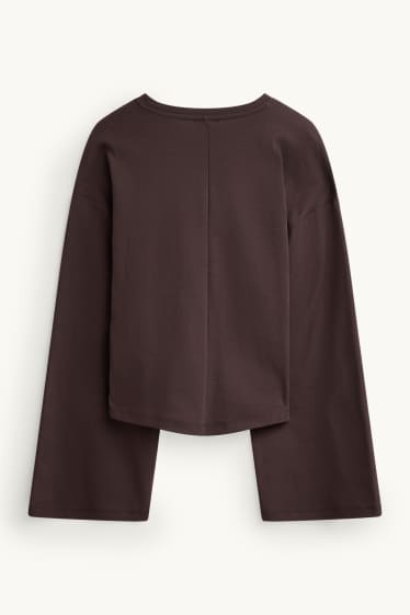 Femmes - Haut à manches longues - slim fit - marron foncé