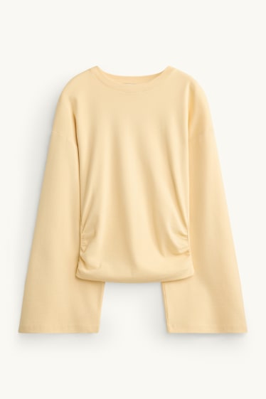 Femmes - Haut à manches longues - slim fit - jaune clair
