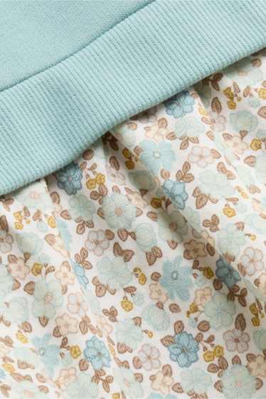 Bébés filles - Fleur - robe pour bébé - look 2-en-1 - blanc / bleu clair