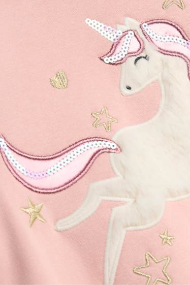 Copii - Fete - Unicorn - bluză de molton - aspect lucios - roz