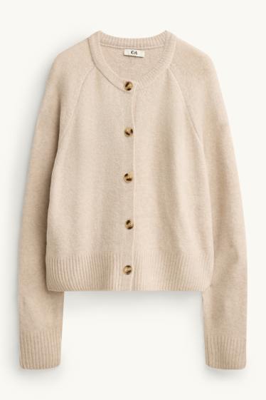 Damen - Strickjacke - hellbeige