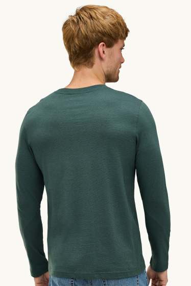 Hommes - Haut à manches longues - regular fit - vert foncé