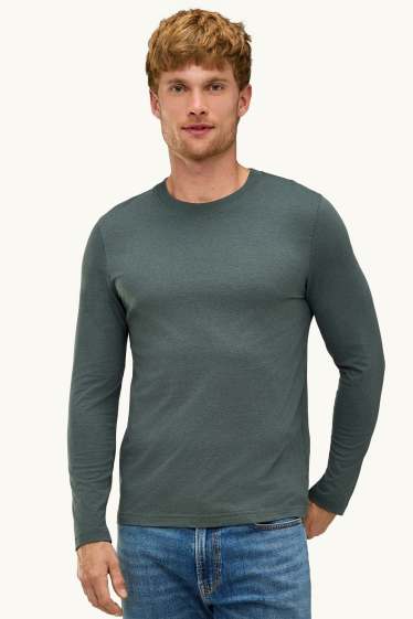 Hommes - Haut à manches longues - regular fit - vert foncé