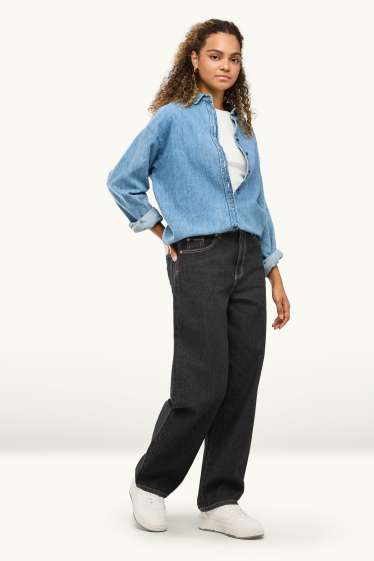 Dámské - Barrel jeans - mid waist - džíny - tmavošedé