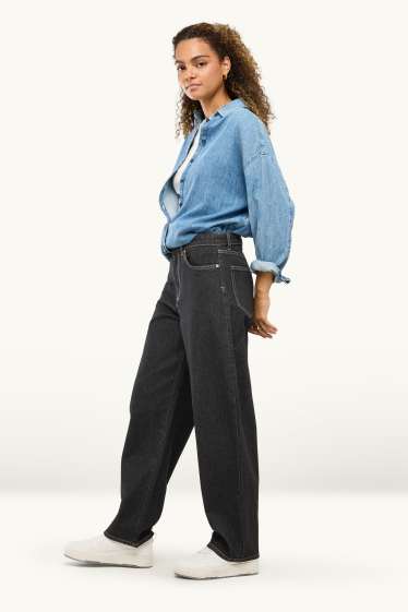 Dámské - Barrel jeans - mid waist - džíny - tmavošedé