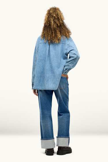 Damen - Baggy Jeans - Mid Waist - jeansblau