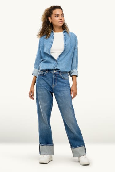 Damen - Baggy Jeans - Mid Waist - jeansblau