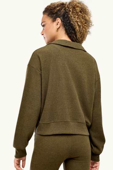 Women - V-neck jumper - dark green