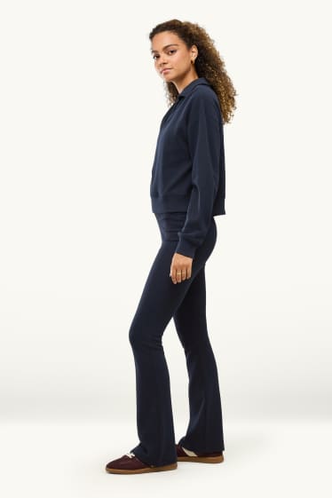 Femei - Pantaloni de trening din tricot fin - albastru închis