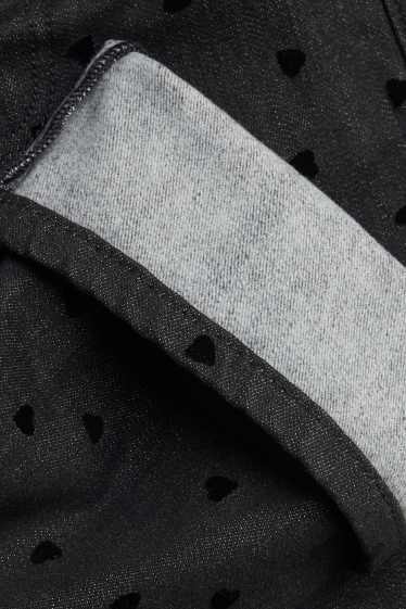 Děti - dívky - Srdíčka - wide leg jeans - černá