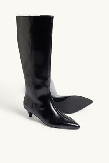 Dames - Laarzen - imitatieleer - glanseffect - zwart