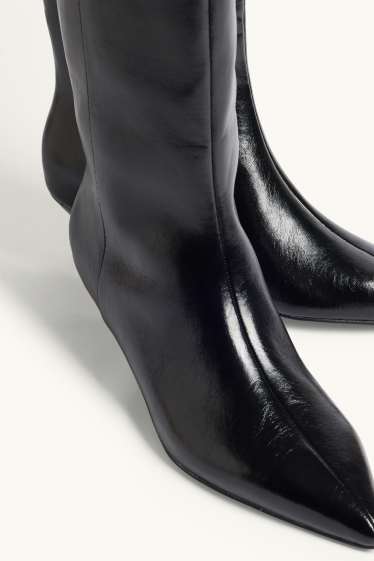 Dames - Laarzen - imitatieleer - glanseffect - zwart