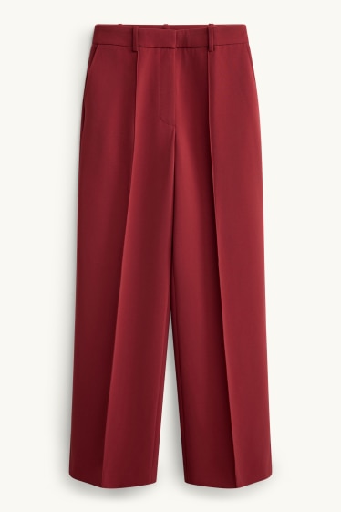 Femmes - Pantalon de bureau - high waist - straight fit - bordeaux