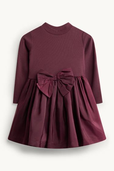 Děti - dívky - Souprava - šaty, bolero a punčochové kalhoty - 3dílná - bordeaux